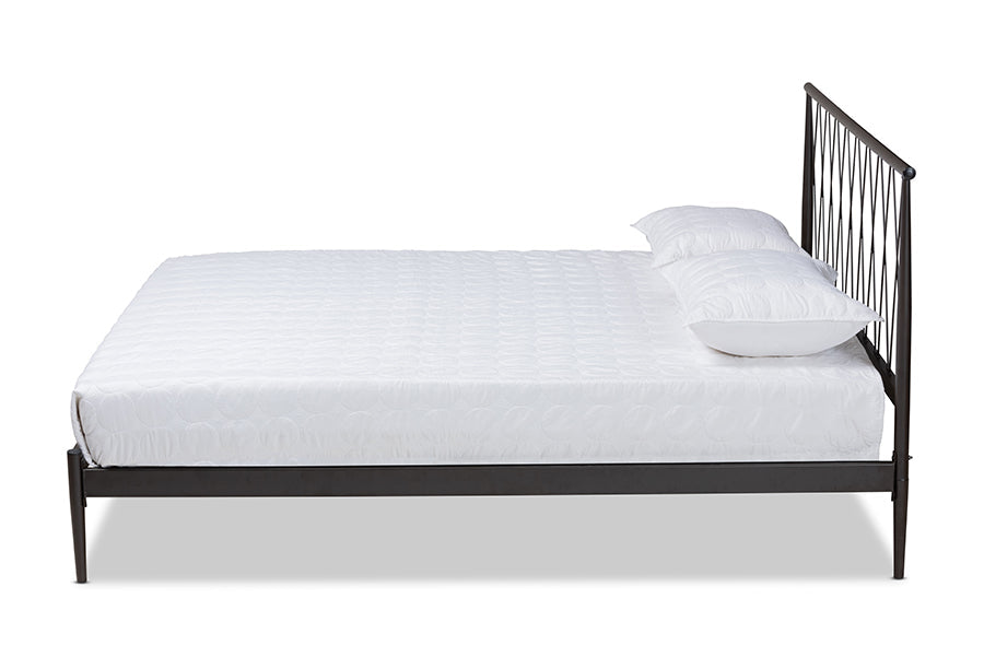 Baxton Studio Nano Modern and Contemporary Black Finished Metal Queen Size Platform Bed