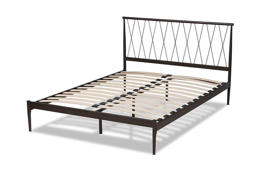 Baxton Studio Nano Modern and Contemporary Black Finished Metal Queen Size Platform Bed