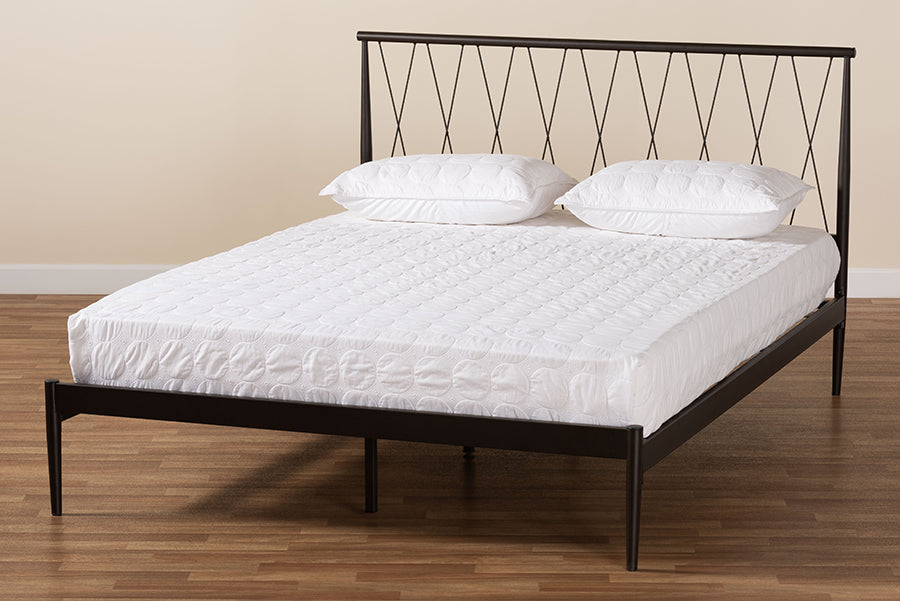 Baxton Studio Nano Modern and Contemporary Black Finished Metal Full Size Platform Bed