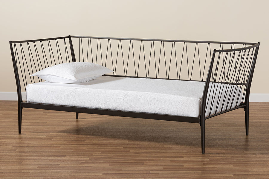 Baxton Studio Lysa Modern and Contemporary Black Finished Metal Twin Size Daybed