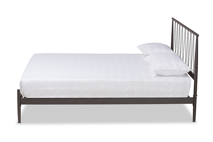 Baxton Studio Samir Modern Industrial Black Finished Metal Queen Size Platform Bed