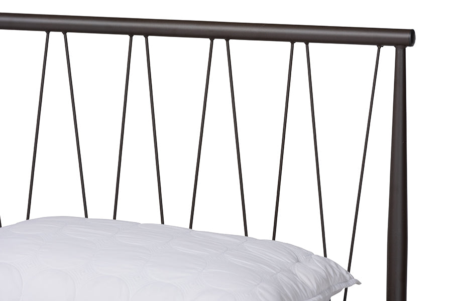 Baxton Studio Samir Modern Industrial Black Finished Metal Queen Size Platform Bed