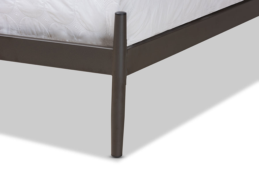 Baxton Studio Samir Modern Industrial Black Finished Metal Queen Size Platform Bed