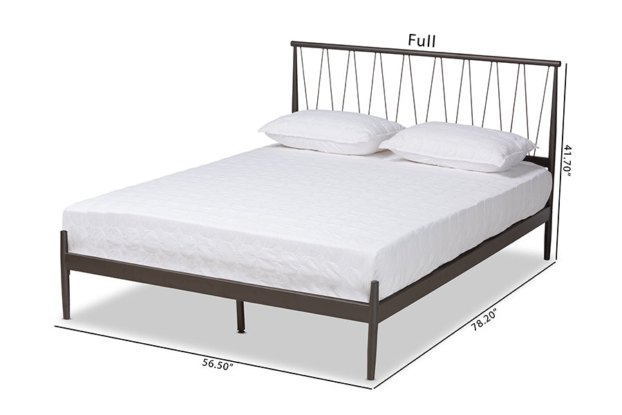 Baxton Studio Samir Modern Industrial Black Finished Metal Queen Size Platform Bed