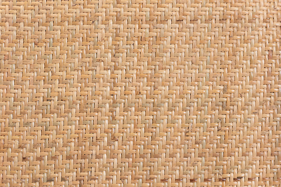 Baxton Studio Tartan Mid-Century Modern Brown Woven Rattan and Wood 2-Piece Dining Chair Set