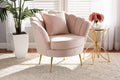 Baxton Studio Garson Glam and Luxe Blush Pink Velvet Fabric Upholstered and Gold Metal Finished Accent Chair