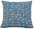Mille Fleurs and Little Animals Blue French Cushion