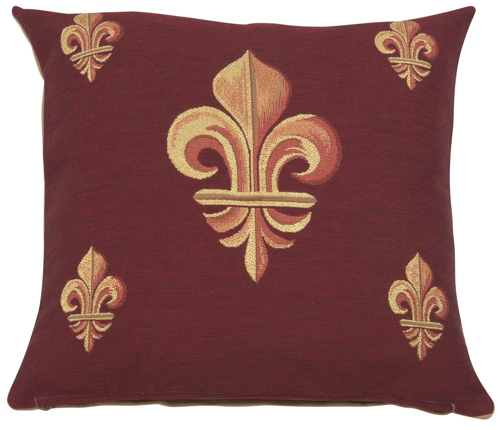 Five Fleur de Lys Red French Cushion