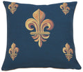 Five Fleur de Lys Blue French Cushion