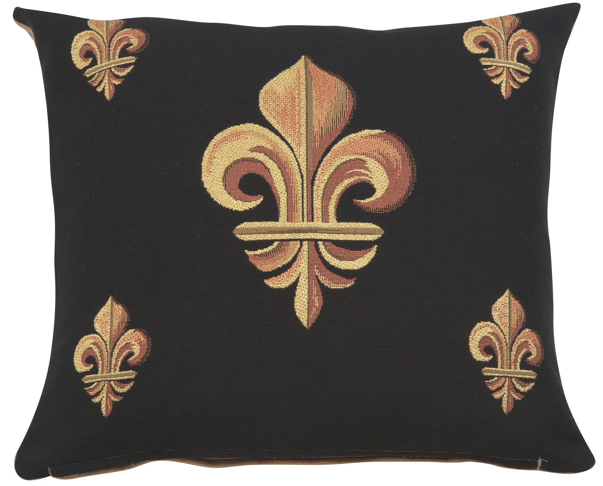 Five Fleur de Lys Black French Cushion