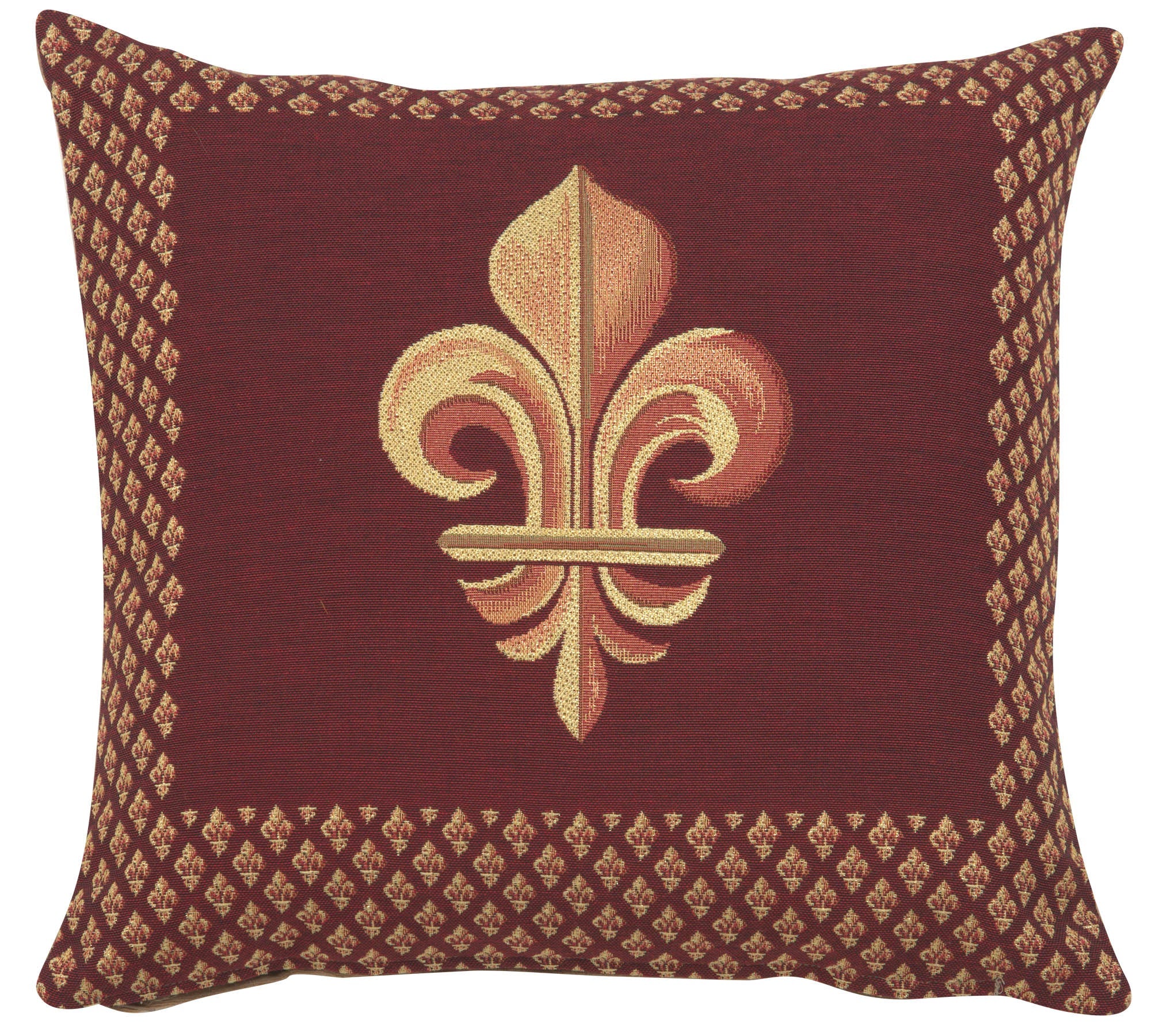 Framed Fleur de Lys Red French Cushion