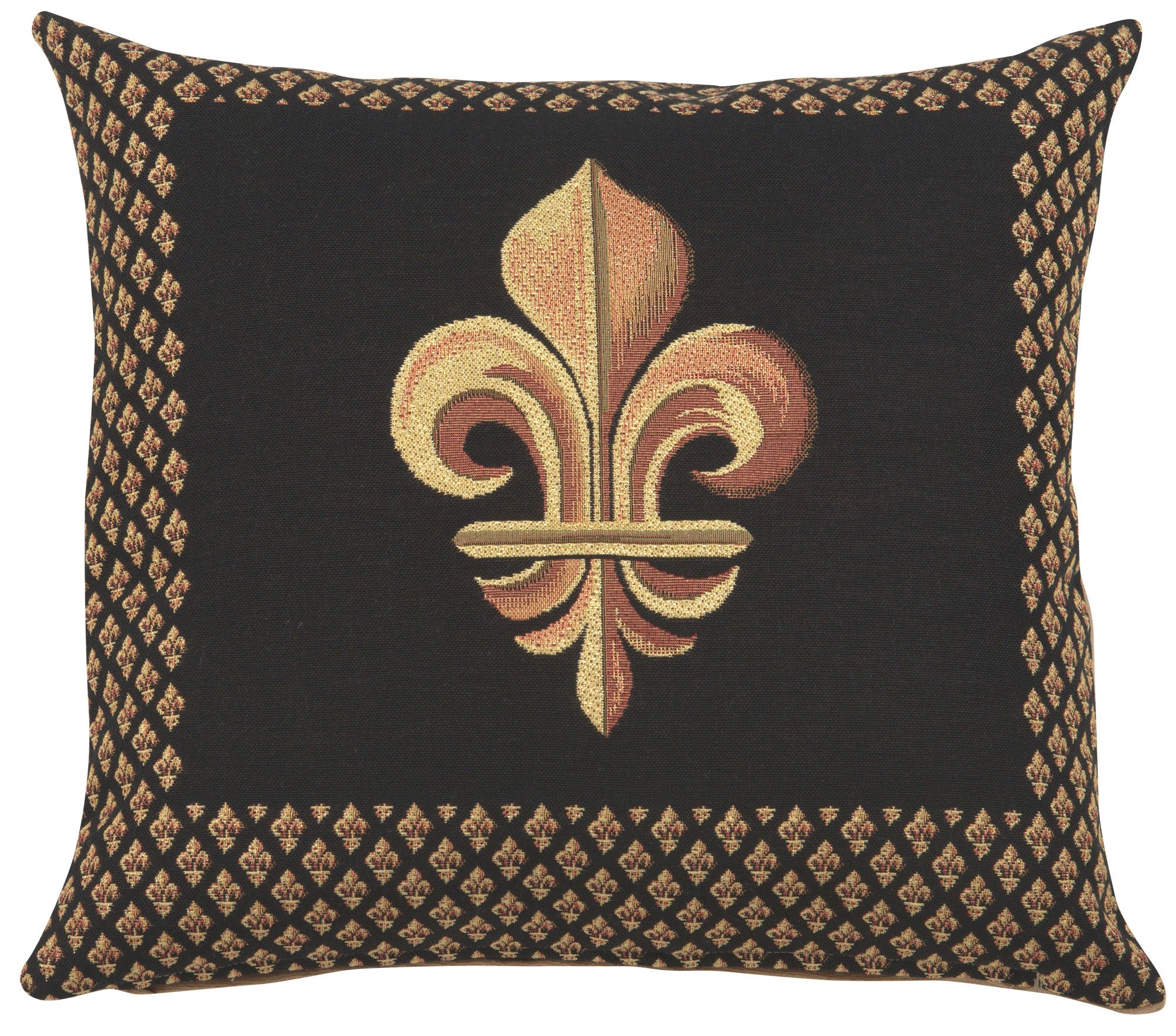 Framed Fleur de Lys Black French Cushion