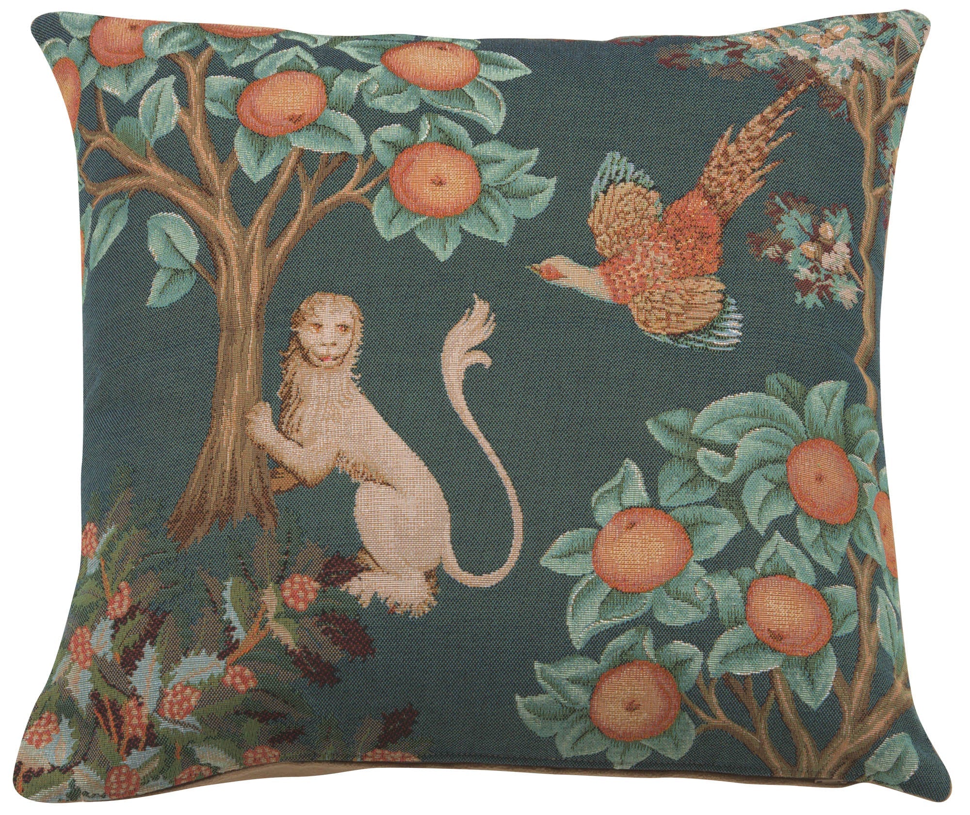 Lion and Pheasant Forest Blue French Cushion