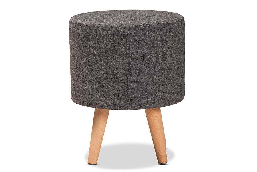 Baxton Studio Rocco Modern Transitional Dark Grey Fabric Upholstered and Oak Brown Finished Wood 1-Drawer Ottoman Stool