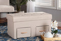 Baxton Studio Gerwin Modern and Contemporary Beige Fabric Upholstered and Oak Brown Finished Wood 2-Drawer Storage Ottoman