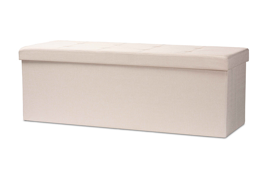 Baxton Studio Haide Modern and Contemporary Beige Fabric Upholstered Storage Ottoman