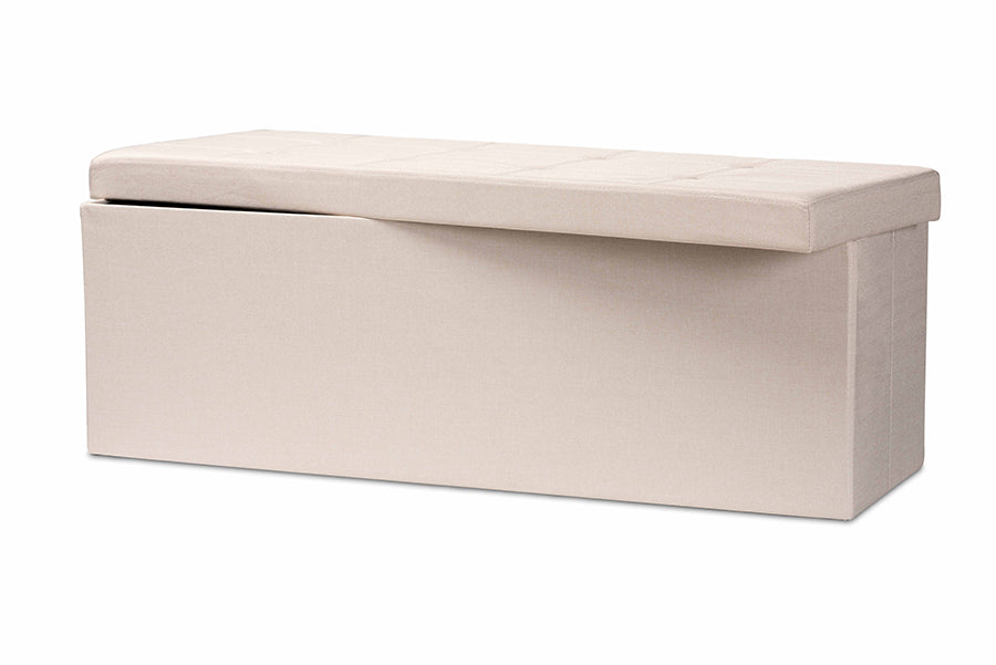 Baxton Studio Haide Modern and Contemporary Beige Fabric Upholstered Storage Ottoman