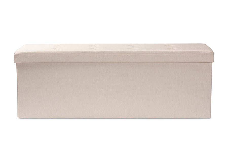 Baxton Studio Haide Modern and Contemporary Beige Fabric Upholstered Storage Ottoman