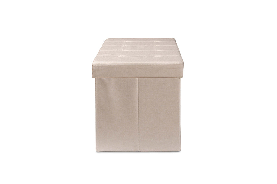 Baxton Studio Haide Modern and Contemporary Beige Fabric Upholstered Storage Ottoman