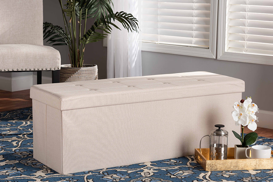 Baxton Studio Haide Modern and Contemporary Beige Fabric Upholstered Storage Ottoman
