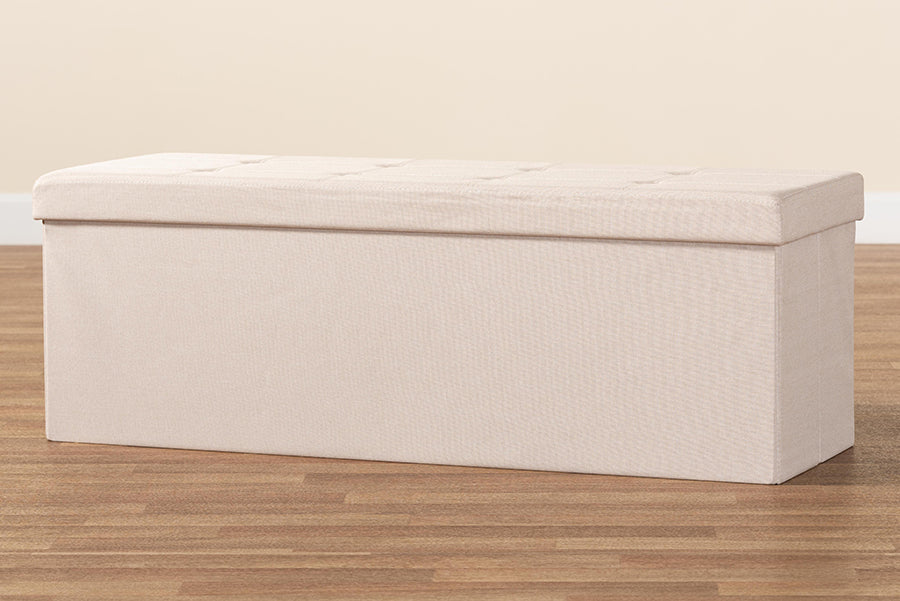 Baxton Studio Haide Modern and Contemporary Beige Fabric Upholstered Storage Ottoman