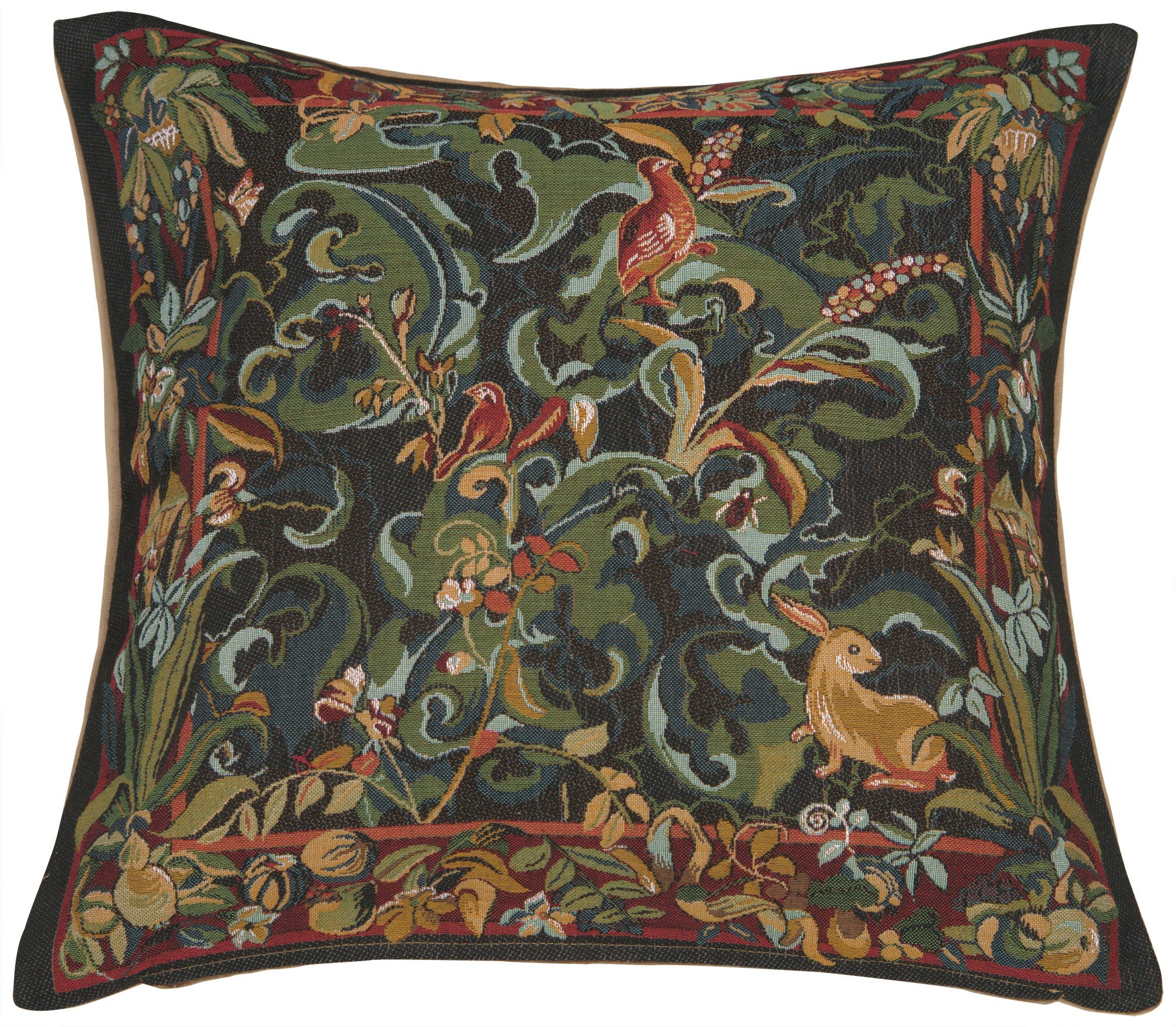 Animals with Aristoloches Green French Cushion