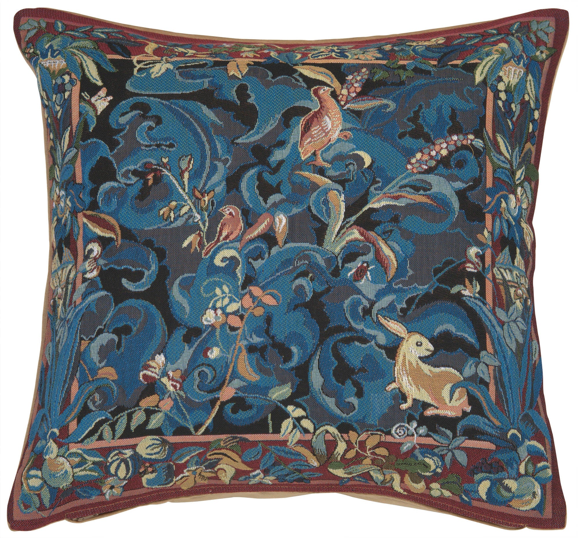 Animals with Aristoloches Blue French Cushion