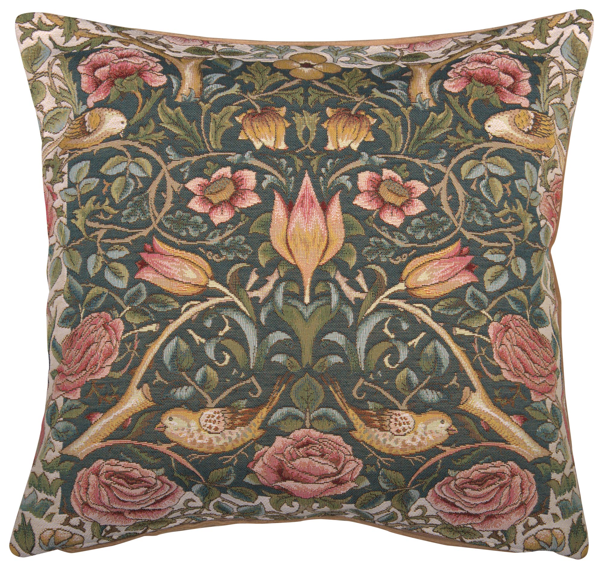 Roses and Birds Blue French Cushion
