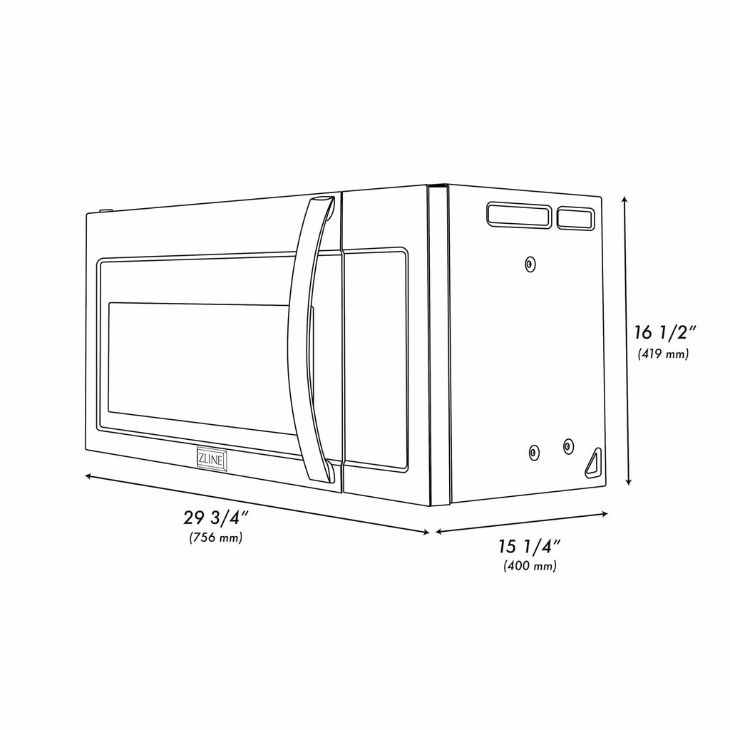 ZLINE 30 " Recirculating Over-the-Range Convection Microwave Oven Charcoal Filters Stainless Steel MWO-OTRCF-30
