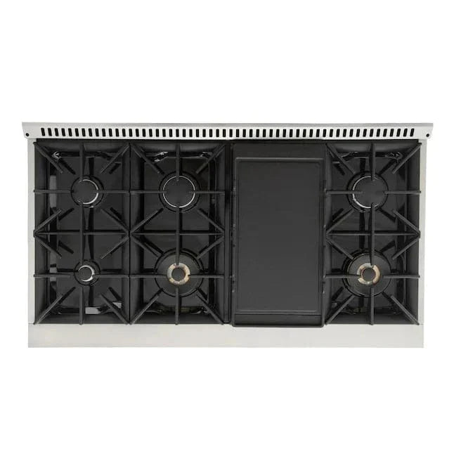 Kucht 48" Gas Range in Stainless Steel with Olive Green Oven Doors, KNG481-OG