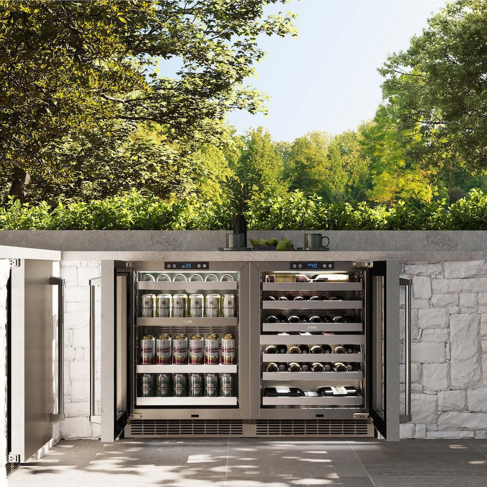 ZLINE 24" Touchstone Dual Zone 44 Bottle Wine Cooler DuraSnow® Stainless Steel Glass Door RWDO-SN-24