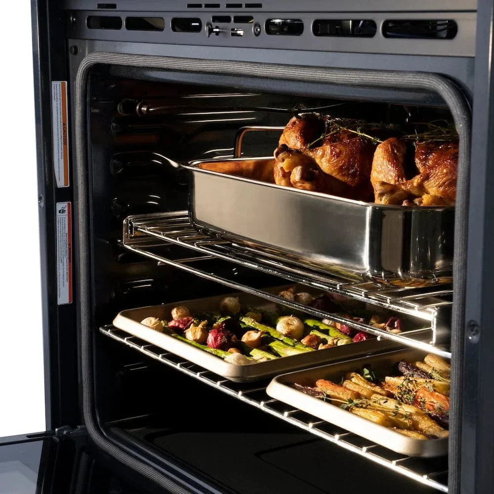 ZLINE 30"Professional True Convection Single Wall Oven, Air Fry, Self Clean, DuraSnow® White Matte, Gold WASSZ-WM-30-G