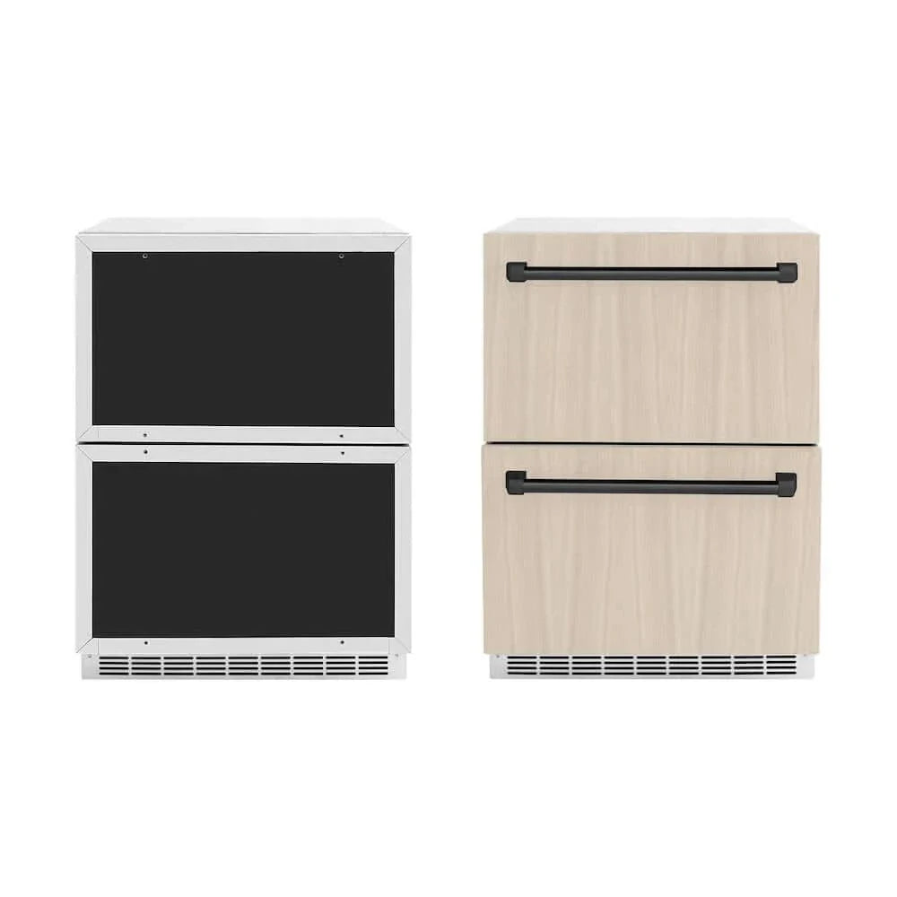 ZLINE 24" Touchstone 168 Can Outdoor-Rated Dual Refrigerator Drawer, Panel Matte Black, RDSPOZ-24-MB