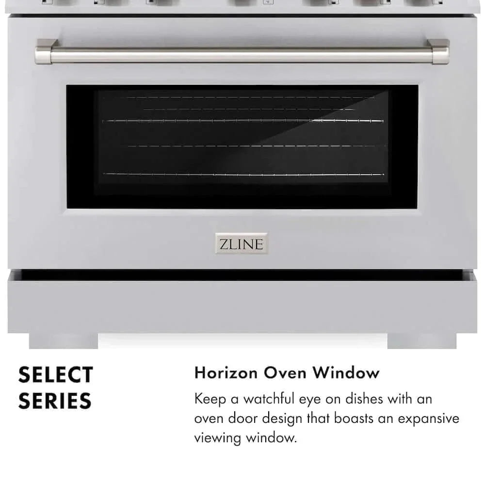 ZLINE 36" Select Dual Fuel Range Gas Cooktop Electric Convection Oven Stainless Steel HDR36