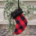 Red Buffalo Check and Faux Fur Stocking Ornament (Pack of 4)