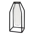 Glass Tube Vase w/Metal Frame Thin