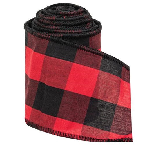 Wired Red & Black Buffalo Check Ribbon 3" x 3 Yards (Pack of 2)