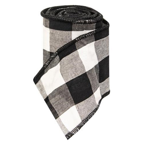 Wired Black & White Buffalo Check Ribbon 3" x 3 Yards (Pack of 2)