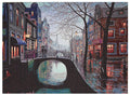 Meeting on a Bridge Stretched Wall Tapestry