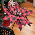 Buffalo Check Jingle Bell Poinsetta Stem 9.5" (Pack of 4)