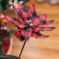 Buffalo Check Jingle Bell Poinsetta Stem 7" (Pack of 4)