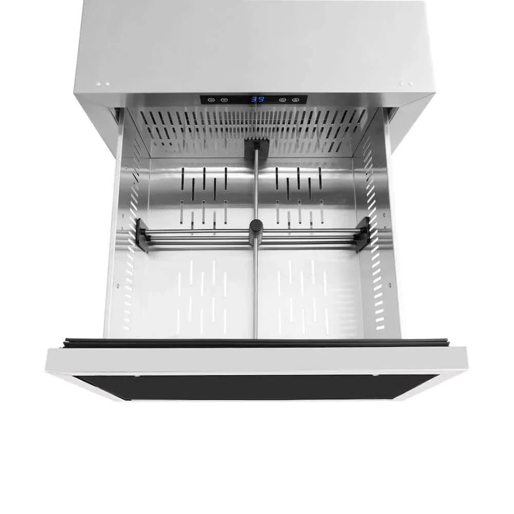 ZLINE 24" Touchstone 168 Can Outdoor-Rated Dual Refrigerator Drawer, Panel Ready Champagne Bronze, RDSPOZ-24-CB