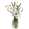 Cymbidium Orchid Artificial Arrangement in Planter