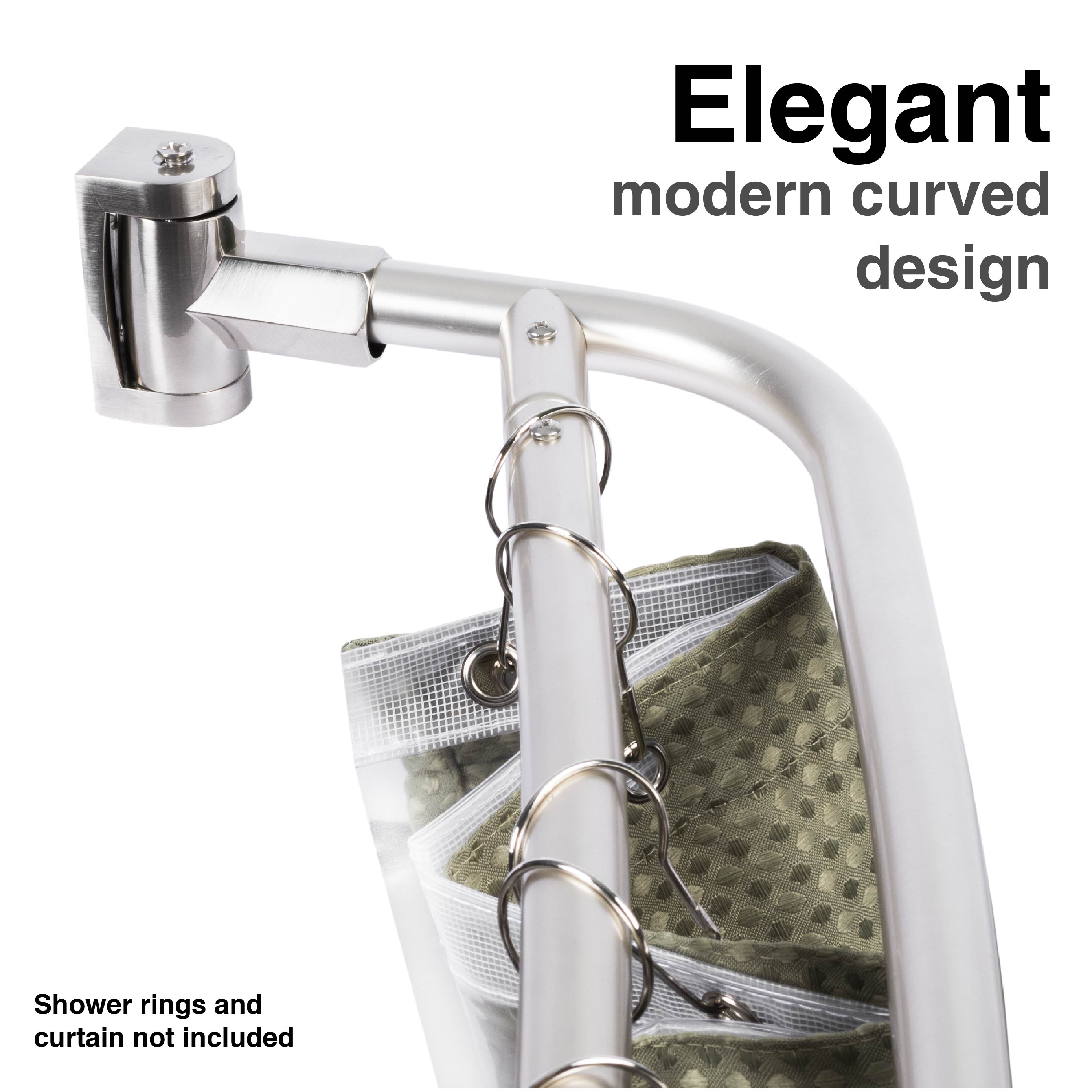 44 in. to 70 in. Double Curved Shower Rod (Brushed Nickel Finish)