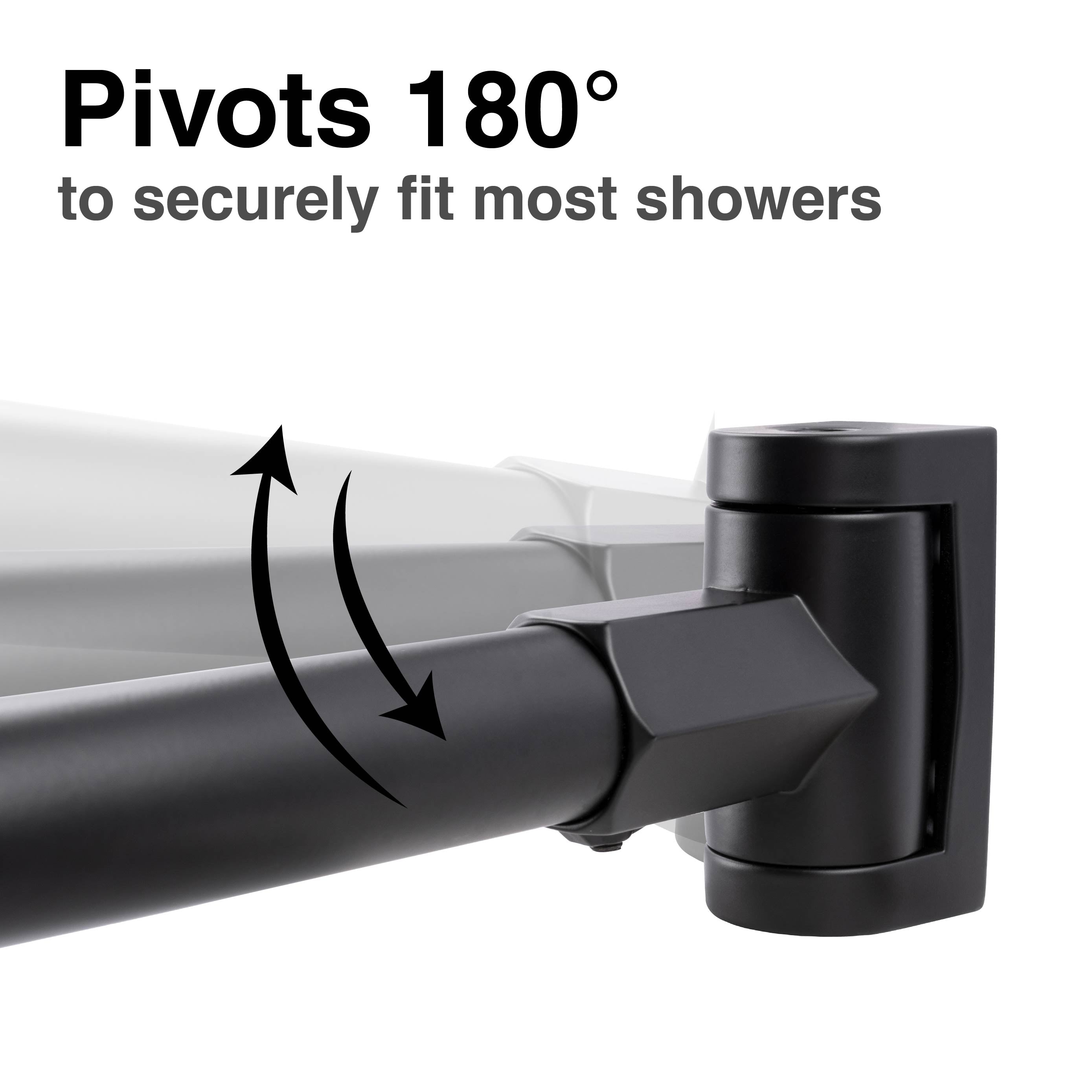 36 in. to 61 in. Curved Shower Rod (Black Finish)