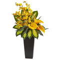 29" Calla Lily & Orchid Artificial Arrangement in Black Vase