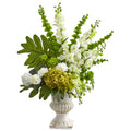 32" Mixed Artificial Flower Arrangement in White Urn