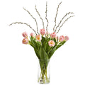 Tulips Artificial Arrangement in Cylinder Vase