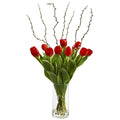 Tulips Artificial Arrangement in Cylinder Vase