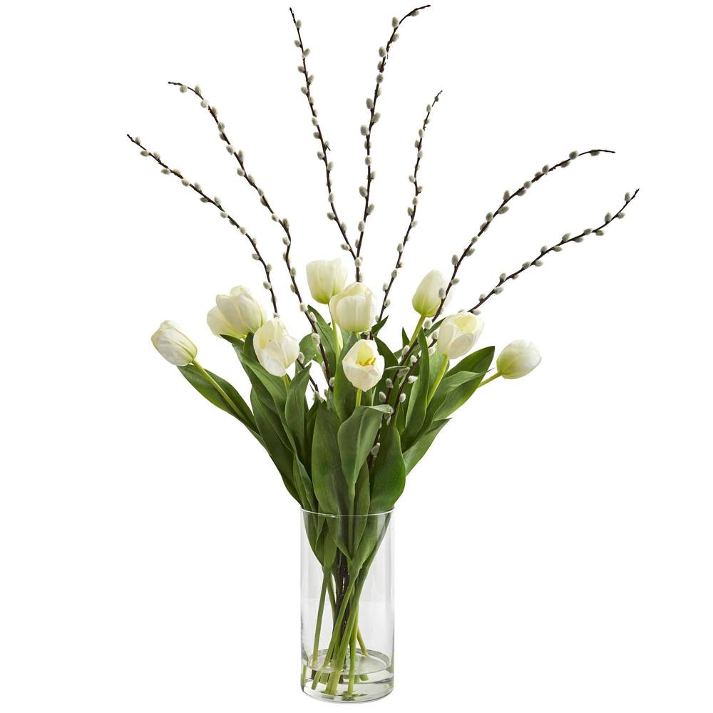 Tulips Artificial Arrangement in Cylinder Vase
